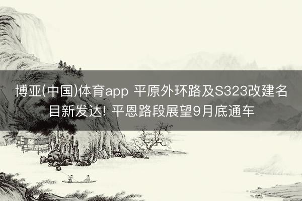 博亚(中国)体育app 平原外环路及S323改建名目新发达! 平恩路段展望9月底通车