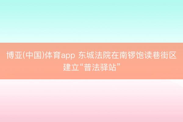 博亚(中国)体育app 东城法院在南锣饱读巷街区建立“普法驿站”