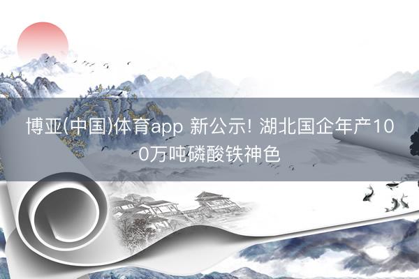 博亚(中国)体育app 新公示! 湖北国企年产100万吨磷酸铁神色