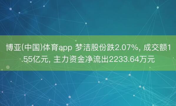 博亚(中国)体育app 梦洁股份跌2.07%， 成交额1.55亿元， 主力资金净流出2233.64万元