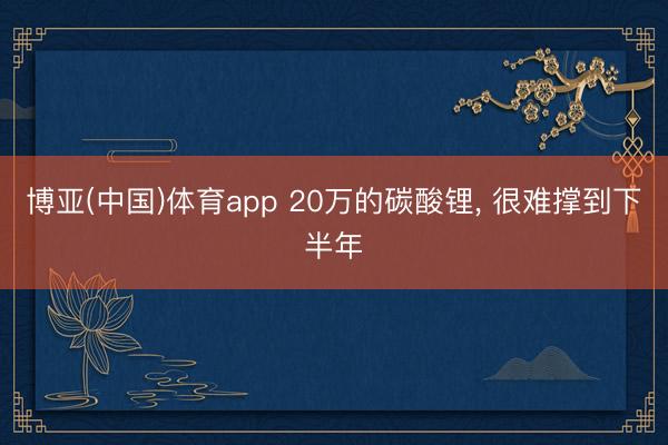 博亚(中国)体育app 20万的碳酸锂， 很难撑到下半年