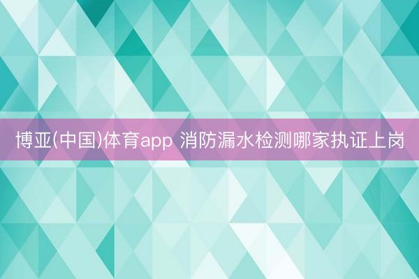 博亚(中国)体育app 消防漏水检测哪家执证上岗