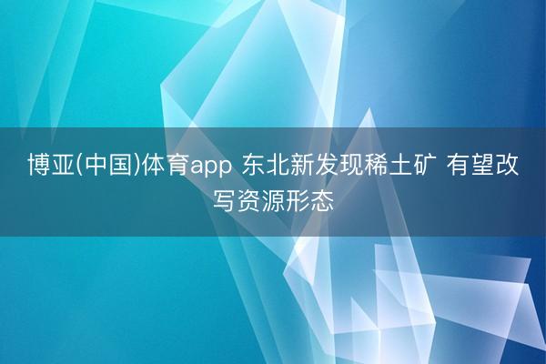博亚(中国)体育app 东北新发现稀土矿 有望改写资源形态