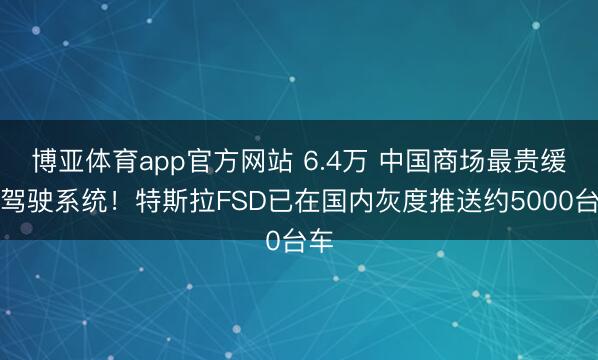 博亚体育app官方网站 6.4万 中国商场最贵缓助驾驶系统！特斯拉FSD已在国内灰度推送约5000台车
