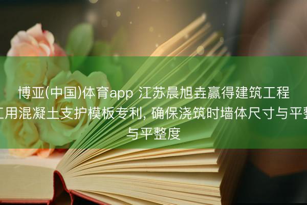 博亚(中国)体育app 江苏晨旭垚赢得建筑工程施工用混凝土支护模板专利, 确保浇筑时墙体尺寸与平整度
