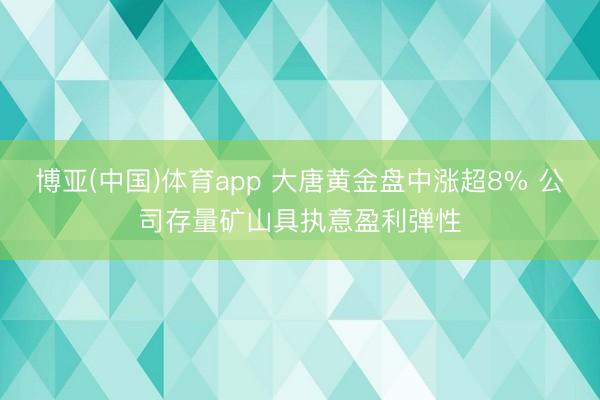 博亚(中国)体育app 大唐黄金盘中涨超8% 公司存量矿山具执意盈利弹性